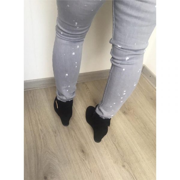 Skinny jeans light grey painted