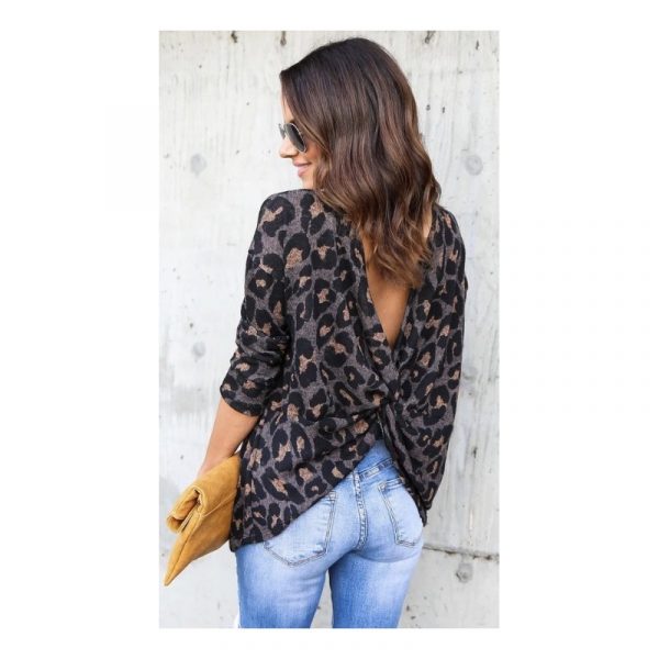 Leopard print casual blouse