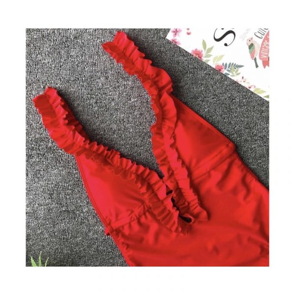 Swimsuit red with ruches