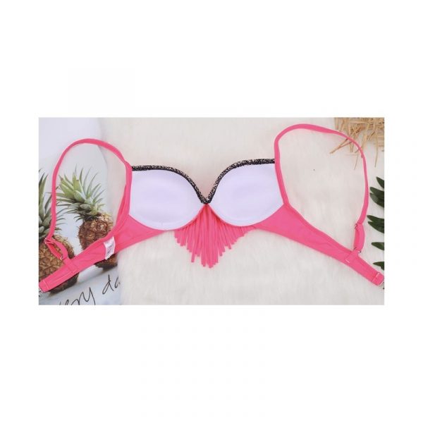 Bikini fuschia roze panterprint met fringles