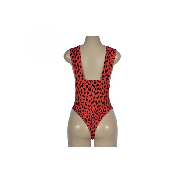 Swimsuit red with leopard print