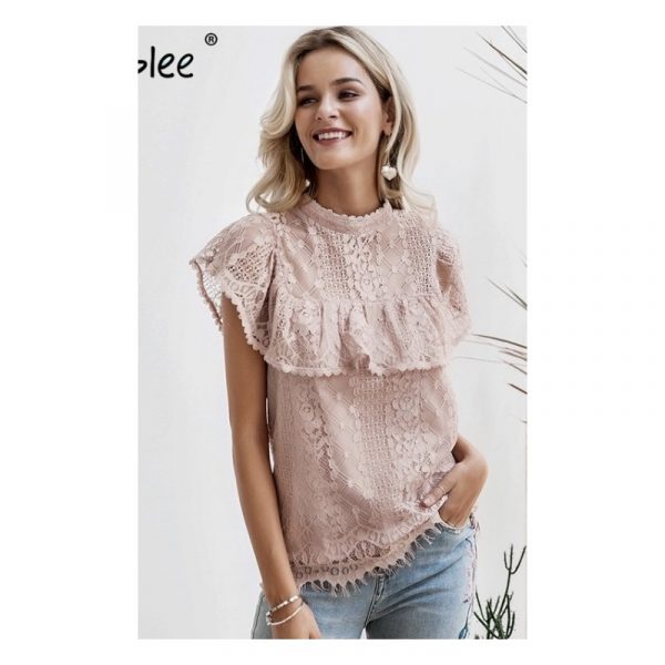 Pink lace top with ruffles