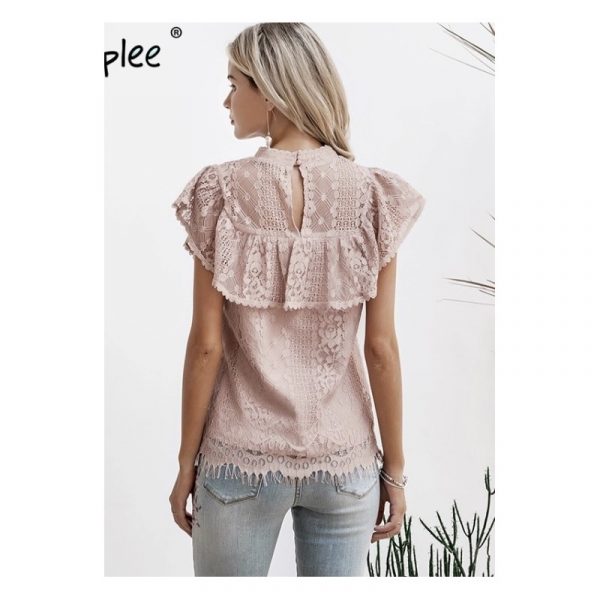 Pink lace top with ruffles